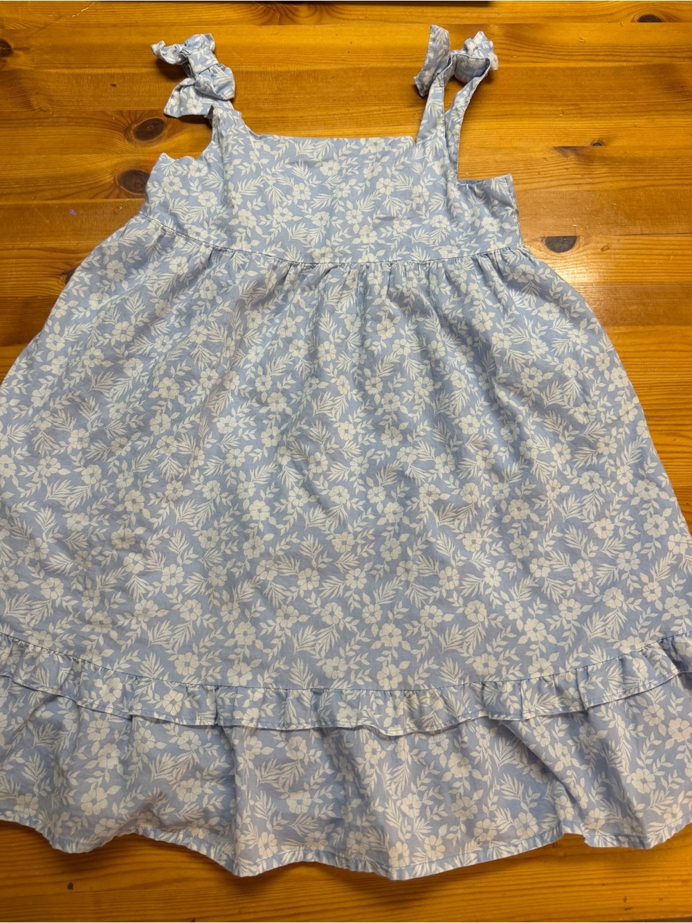 Janie and jack girl blue white spring Sleeveless Lined Summer floral dress SZ 7